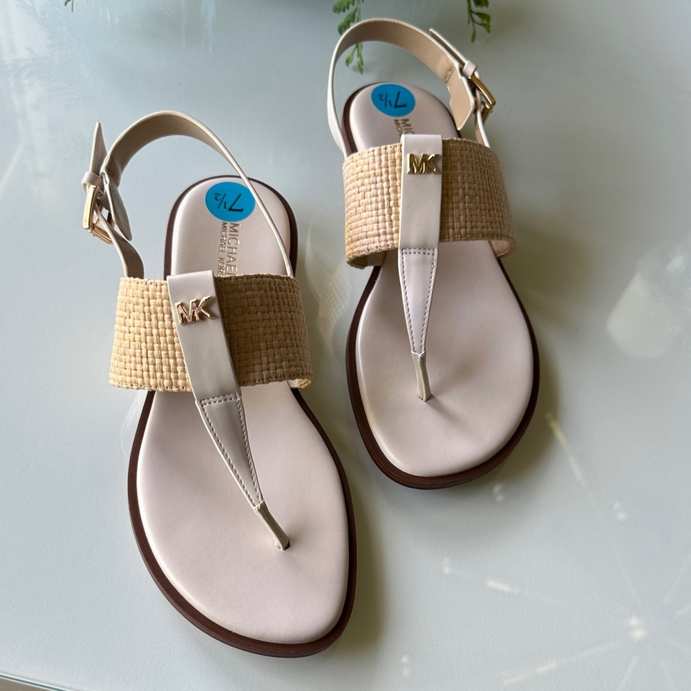 Michael Kors Tan and White Women's Sandals